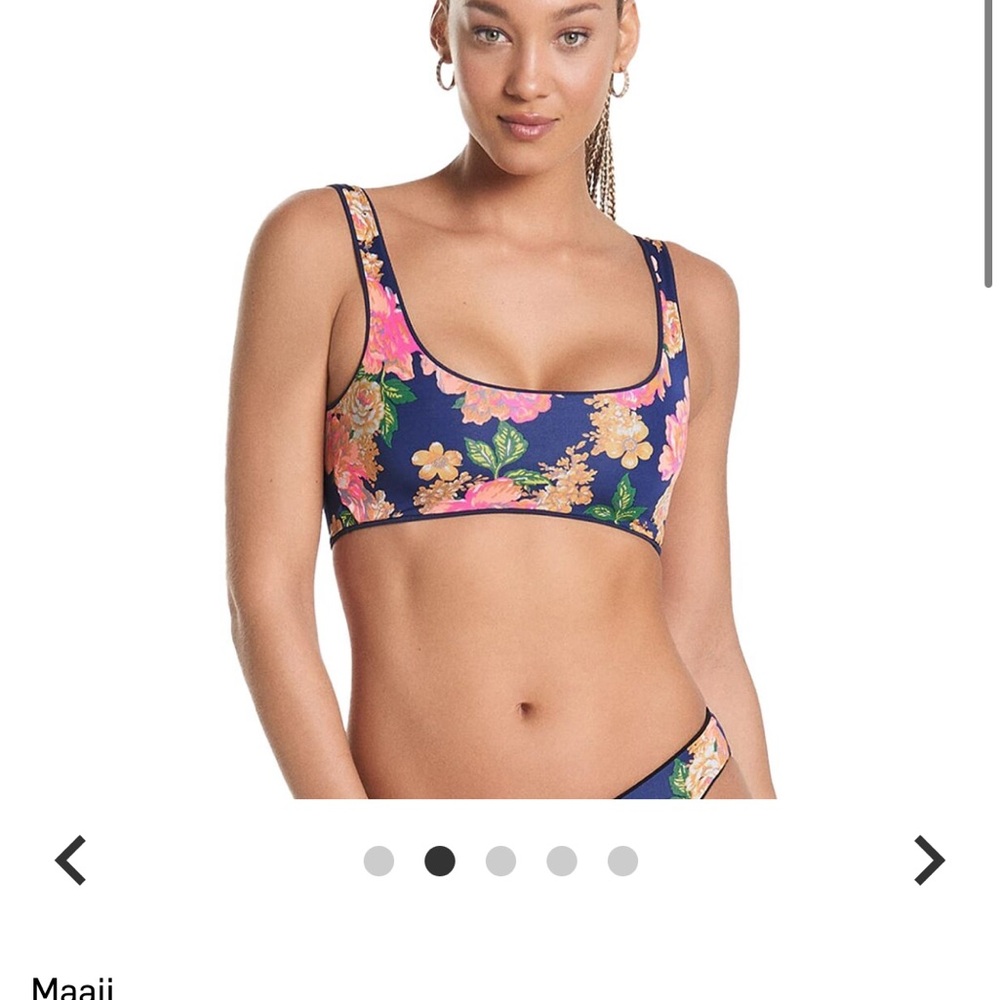 Maaji Floral Bikini Set - Navy and Pink Top + Bottom - Picture 5 of 6
